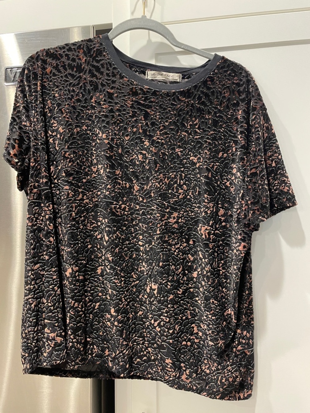 We The Free Teddy Black Velvet Burnout Short Sleeve Tee cheetah print